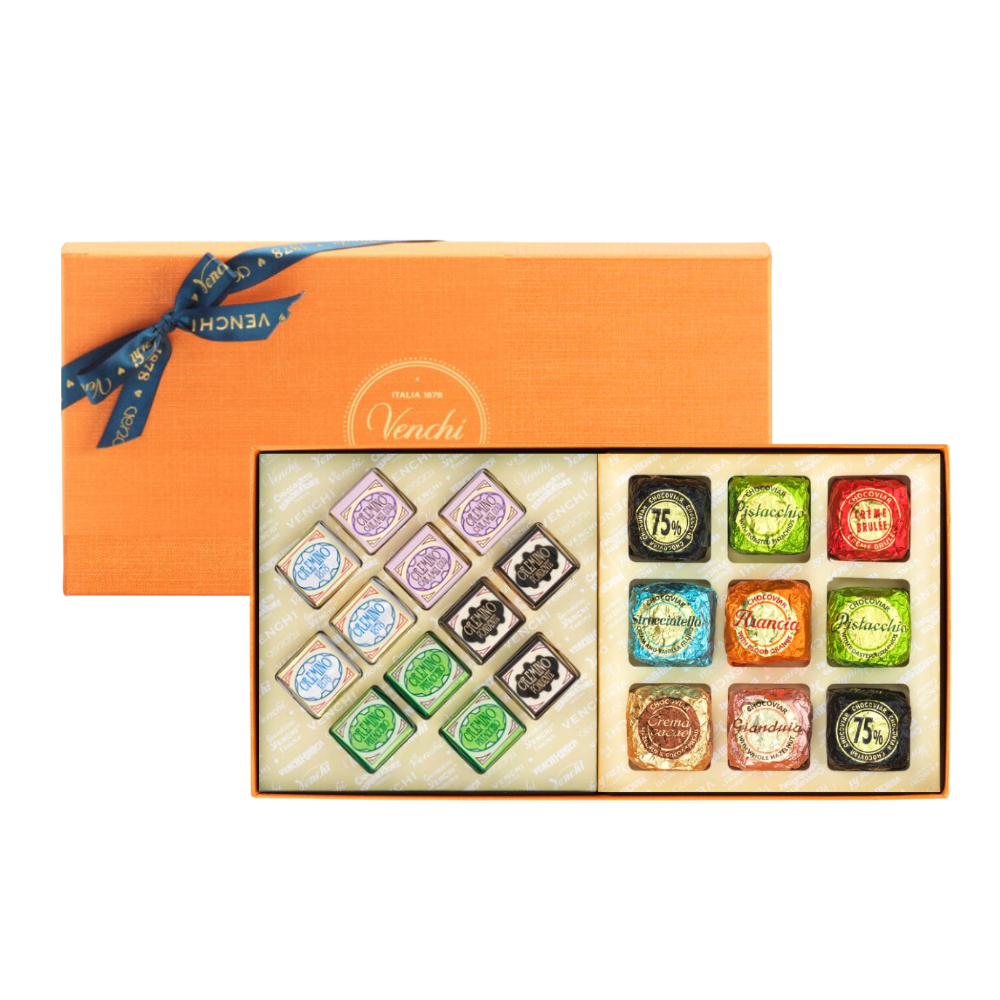 Chocoviar and Cremino Baroque Orange Rectangular Box