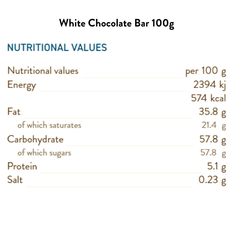 White Chocolate Bar 100G